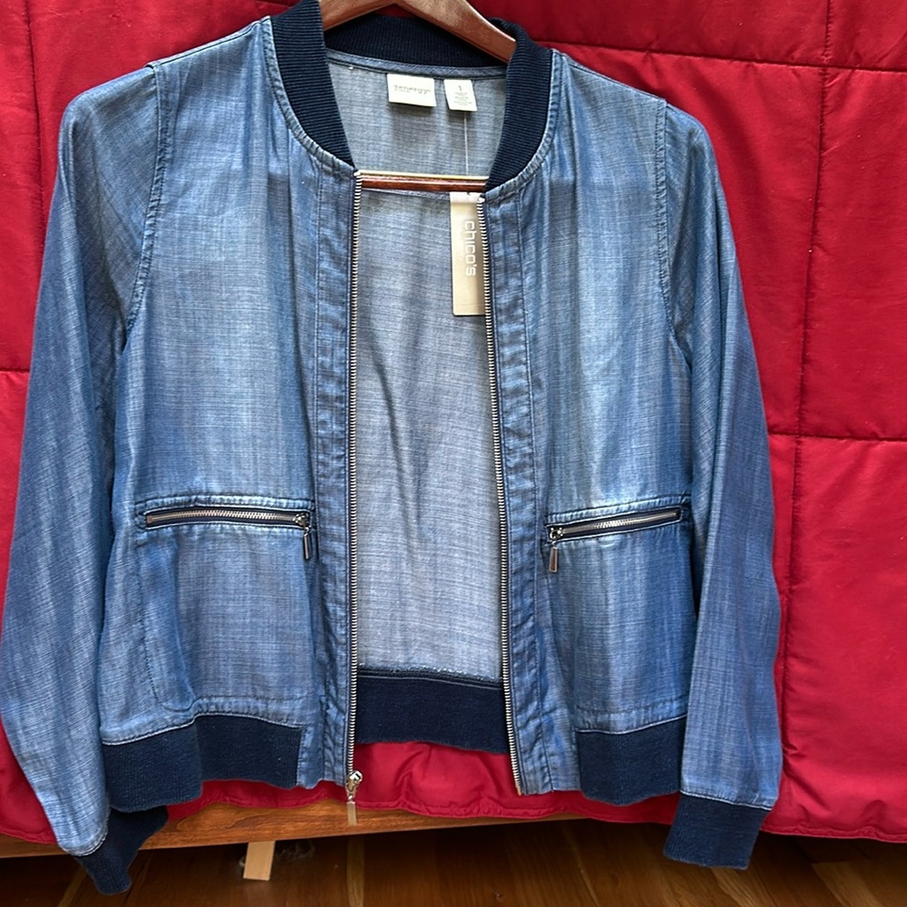 Energy tensely denim jacket, brand new with tags, never worn size 1 from Chicos